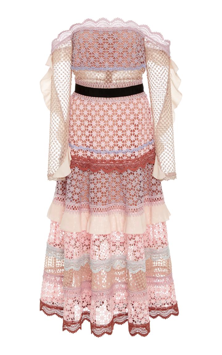 Self Portrait Bellis Off-the-shoulder Lace Trim Dress