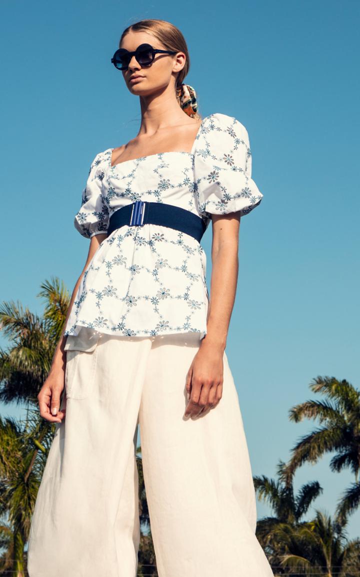 Moda Operandi Silvia Tcherassi Tigertale Floral-embroidered Cotton Top
