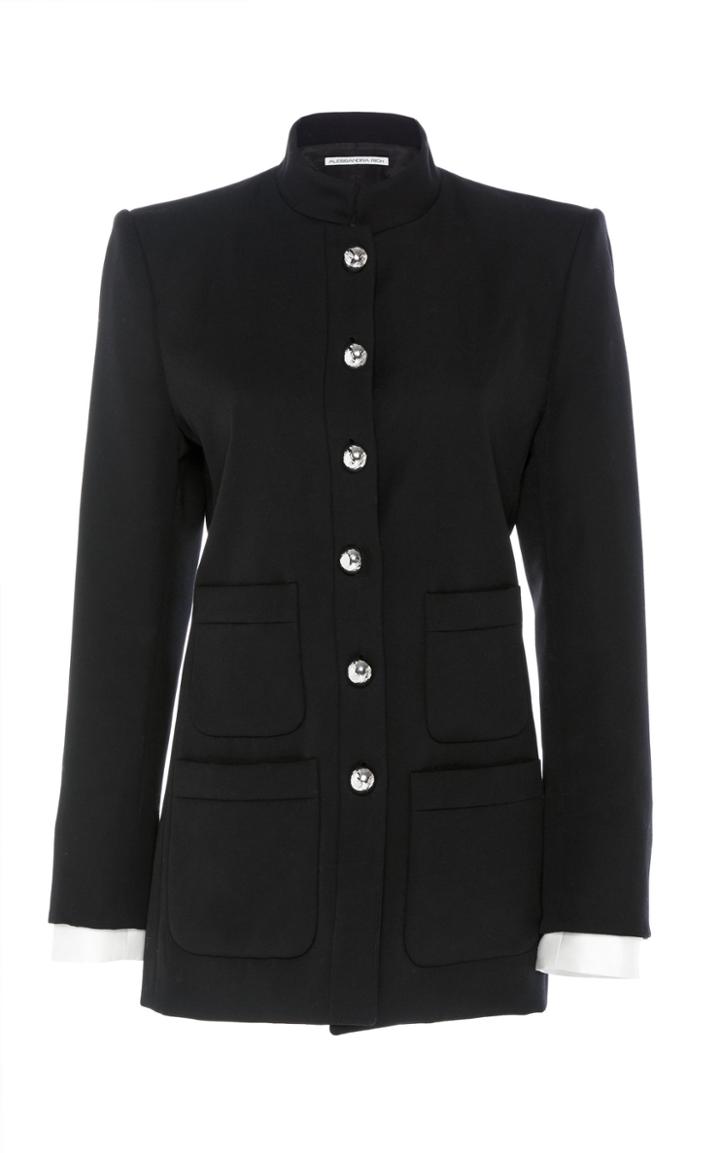 Alessandra Rich Nehru Collar Light Wool Jacket