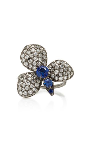 Montse Esteve 18k Oxidized Gold, Diamond And Sapphire Ring