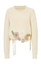 Moda Operandi Area Crystal Embellished Cropped Ribbed-knit Sweater Size: Xs