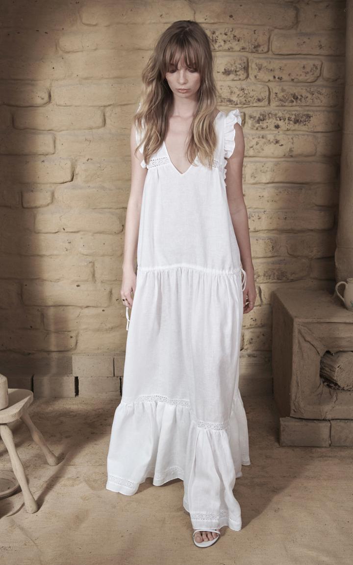 Moda Operandi Joslin Gracie Linen Cotton Crochet Maxi Dress