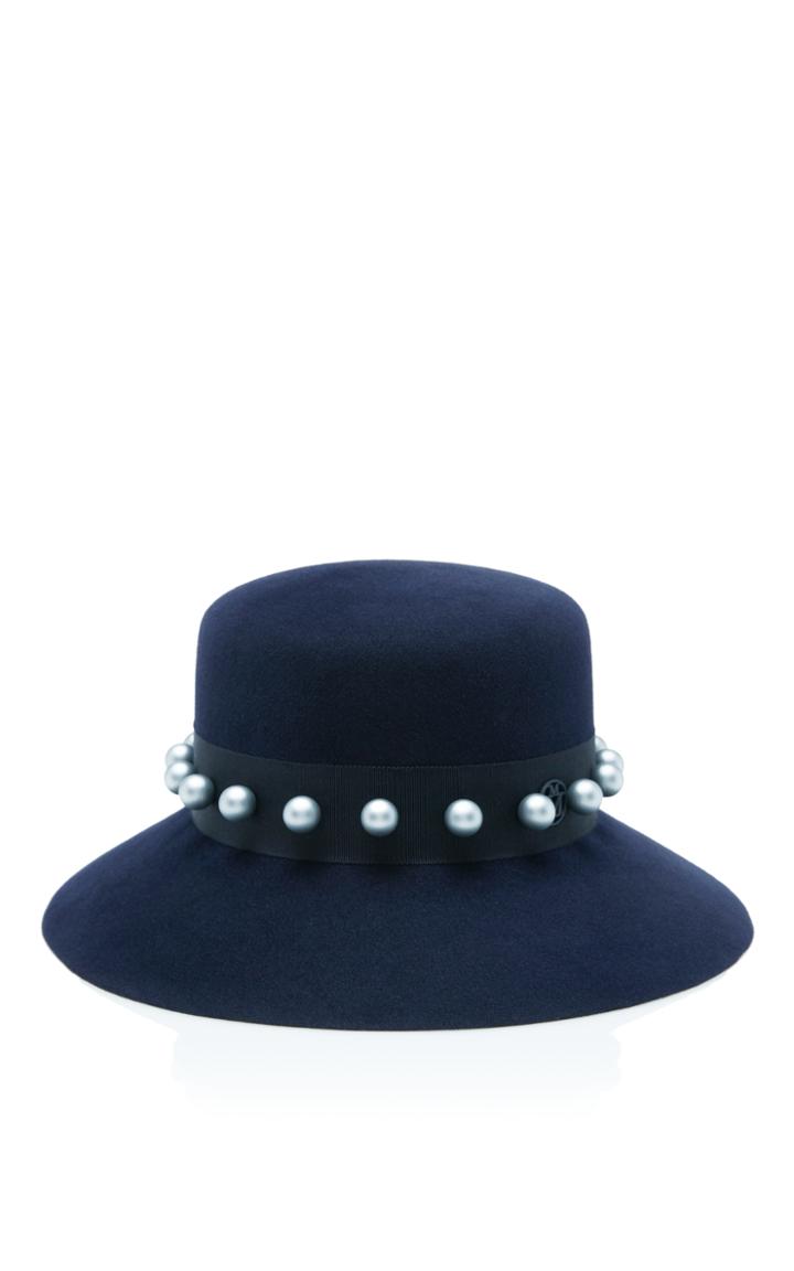 Maison Michel Kendall Felt Hat With Pearls