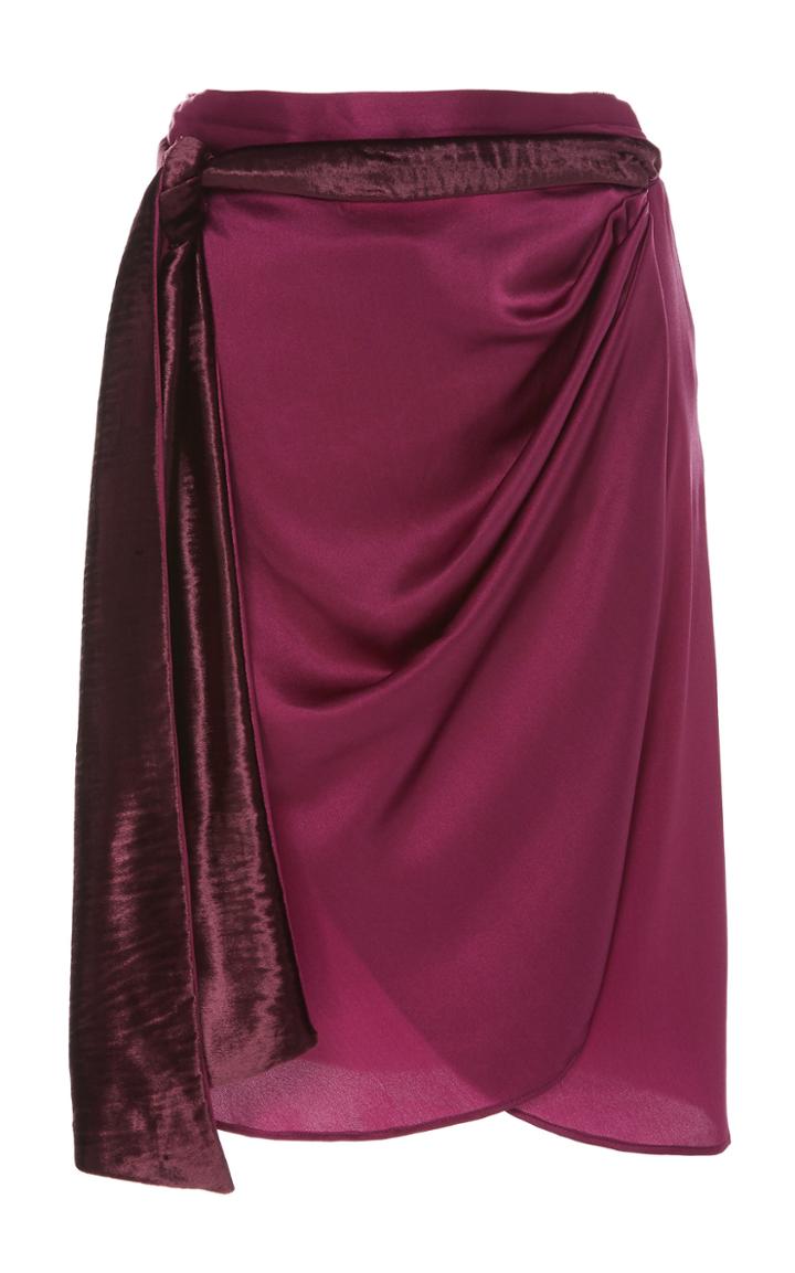 Marei 1998 Fuchscia Overlap Silk Tie Skirt