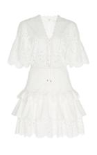 Zuhair Murad Prado Lace-up Broderie Anglaise Mini Dress
