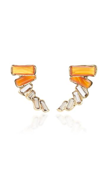 Kika Alvarenga Kaxinawa 18k Gold, Carnelian And Quartz Earrings