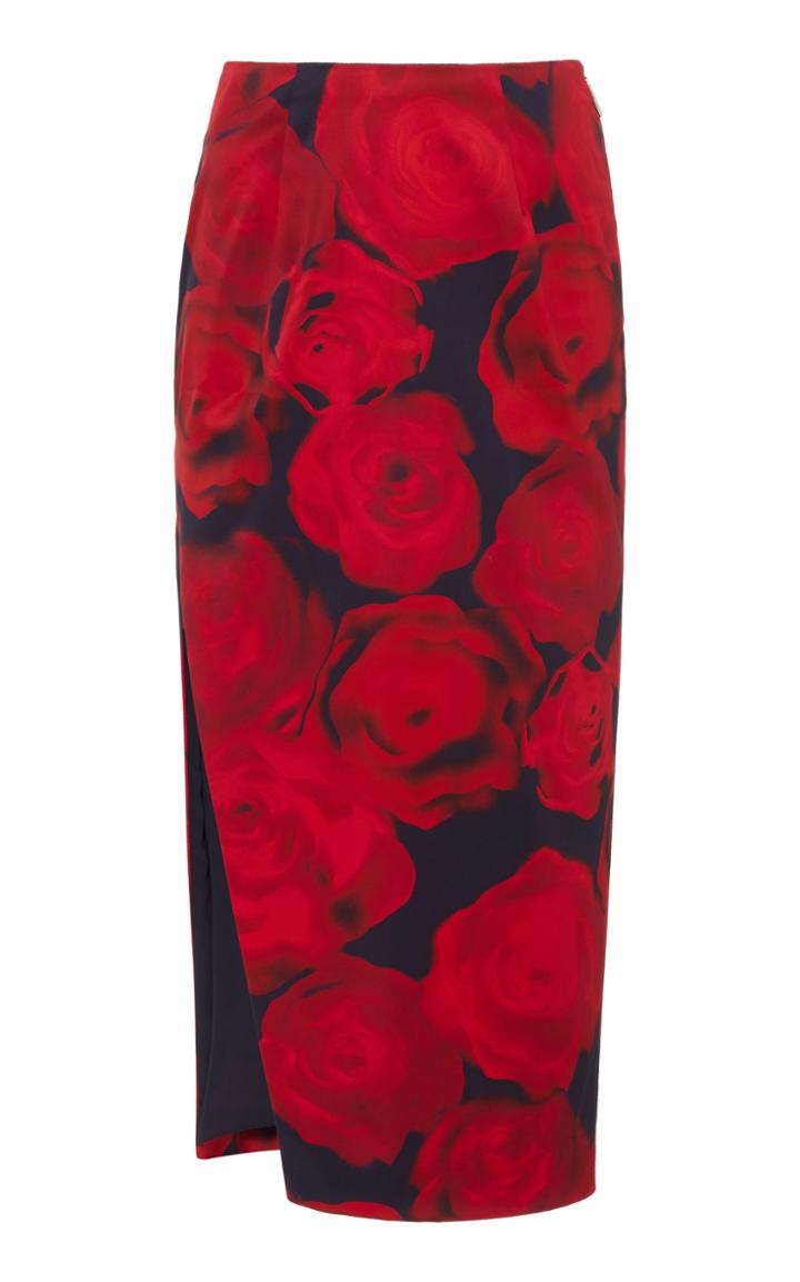 Moda Operandi Prabal Gurung Floral-print Satin Pencil Skirt Size: 0
