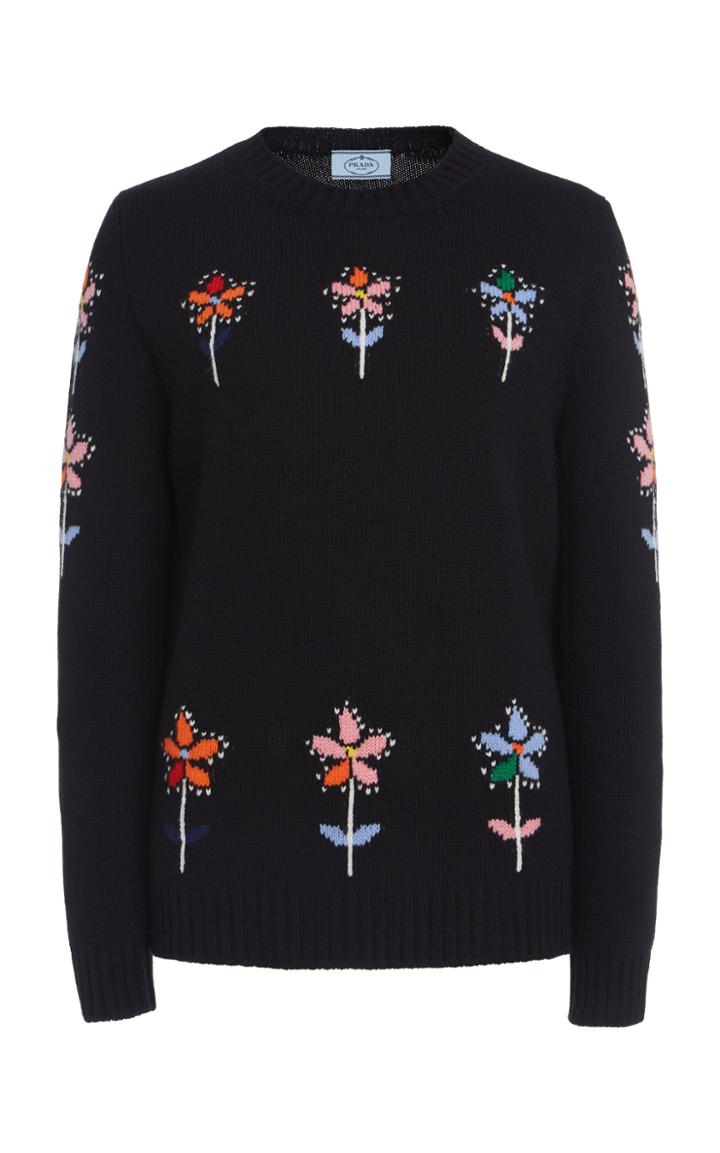 Prada Embroidered Cashmere Sweater Size: 42