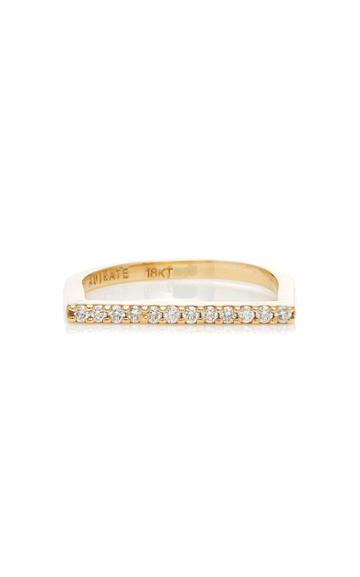 Aurate M'o Exclusive: Diamond Bar Square Ring With White Diamonds