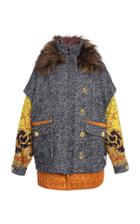 Versace Patchwork Quilted Wool Blend Coat