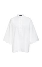 Escada Nocket Scalloped Cotton Shirt