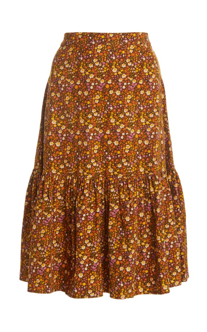 Moda Operandi Bytimo Floral-printed Corduroy Skirt