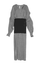 Wanda Nylon Houndstooth Check Fringe Dress