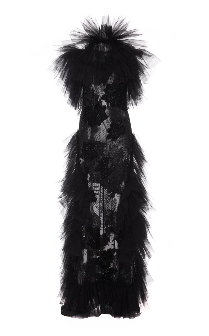 Moda Operandi Alberta Ferretti Ruffled Embellished Tulle Gown