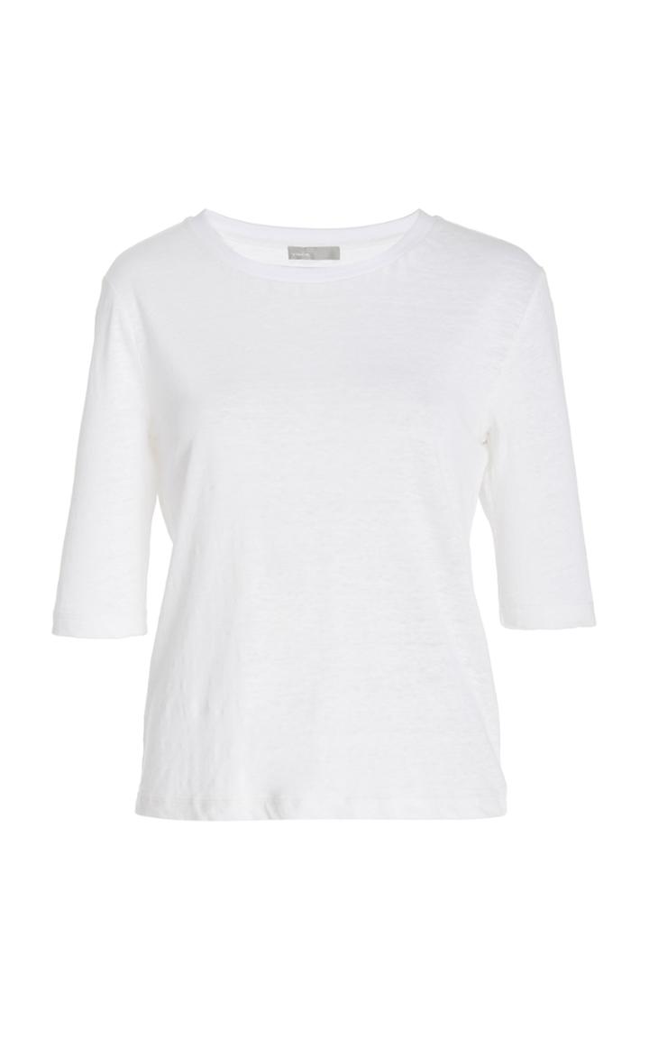 Vince Elbow Sleeve Linen Crewneck T-shirt