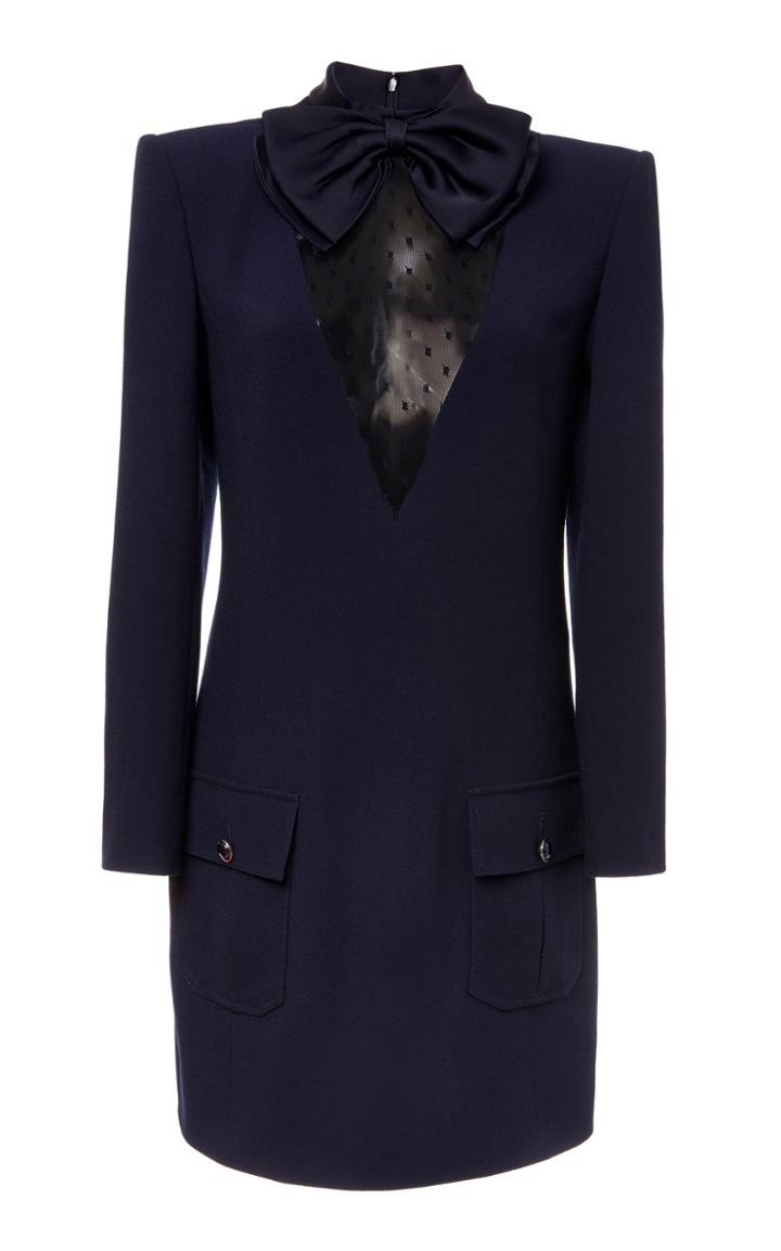 Givenchy Tulle-paneled Wool-crepe Mini Dress