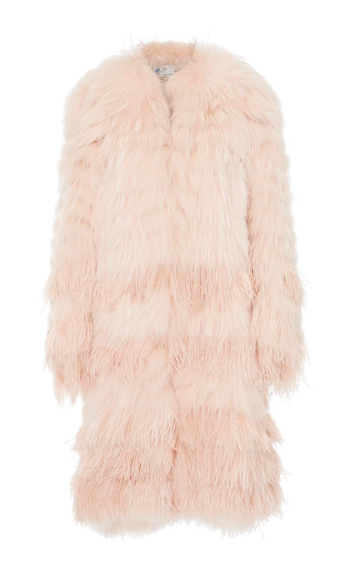 Monique Lhuillier Raccoon Fur Long Coat