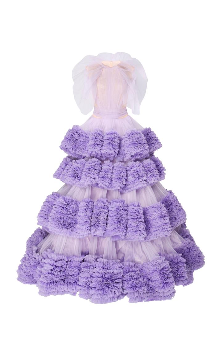 Christian Siriano Tiered Rushed Tulle Ball Gown With Draped Bodice