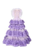 Christian Siriano Tiered Rushed Tulle Ball Gown With Draped Bodice