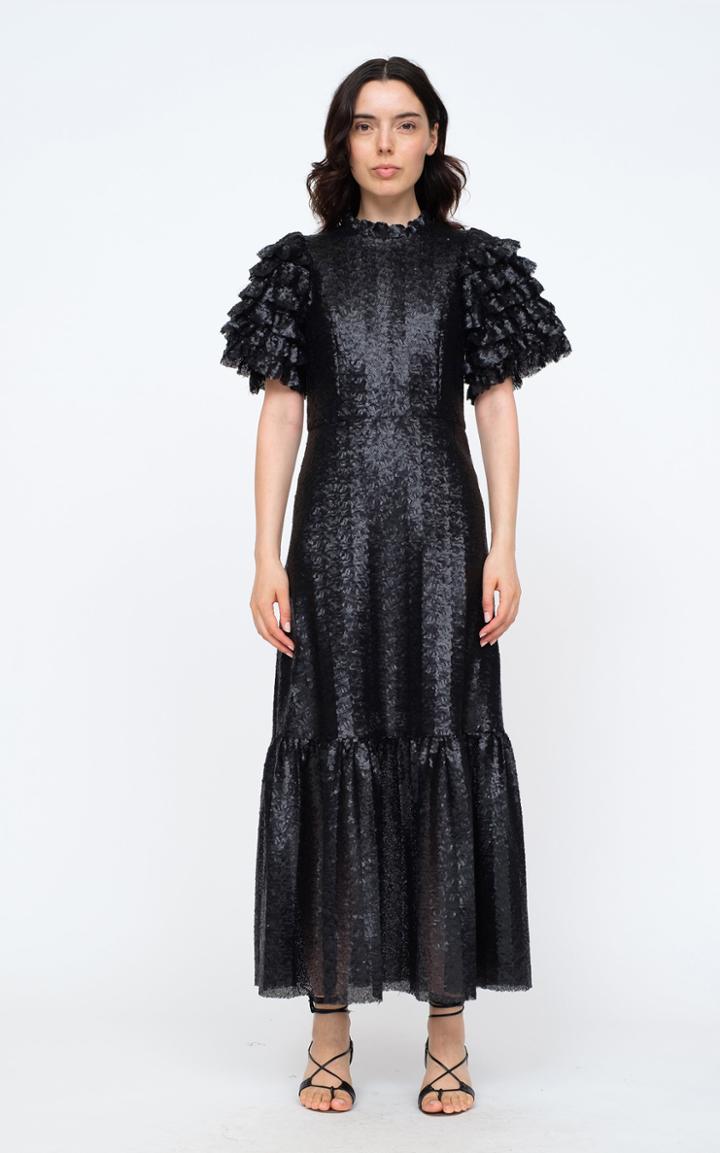 Moda Operandi Sea Rachelle Ruffled-sleeve Sequined Gown