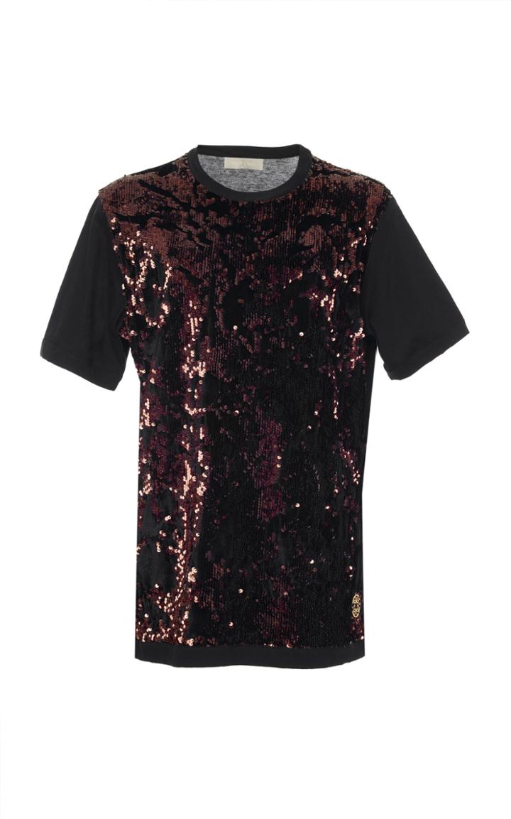 Elie Saab Velvet Paillettes Jersey Top