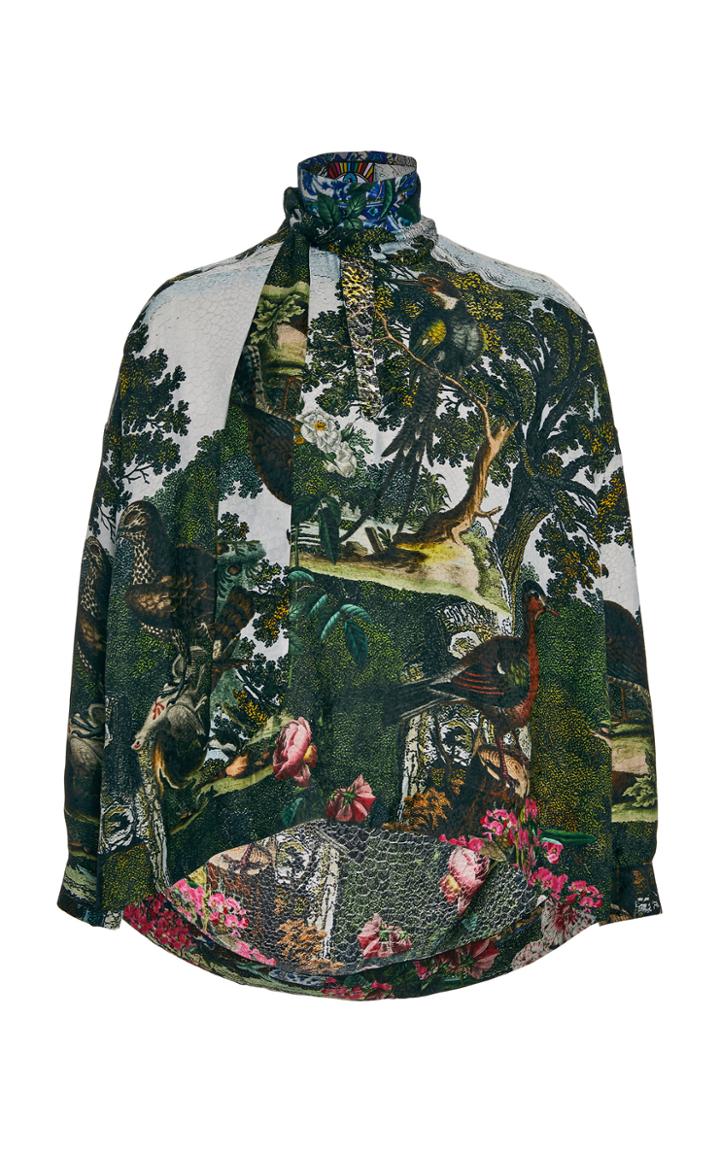 Moda Operandi Libertine Ottoman And Pirate Bird Printed Tie-neck Top