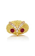 Yvonne Leon Owl Ring With Ruby