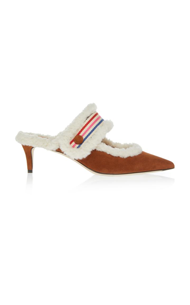 Marco De Vincenzo Striped Shearling Mule