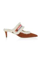 Marco De Vincenzo Striped Shearling Mule