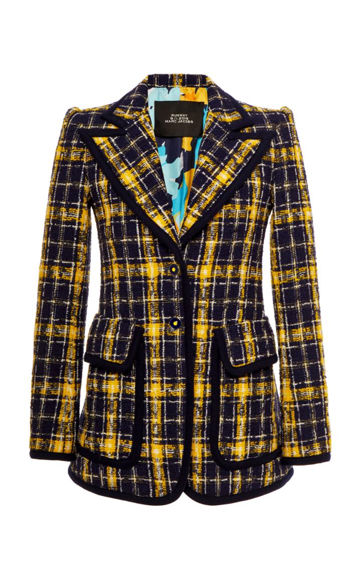 Moda Operandi Marc Jacobs Plaid Wool-blend Tweed Peak-lapel Blazer Size: 00