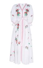 Gl Hrgel Floral Embroidered Linen Midi Dress