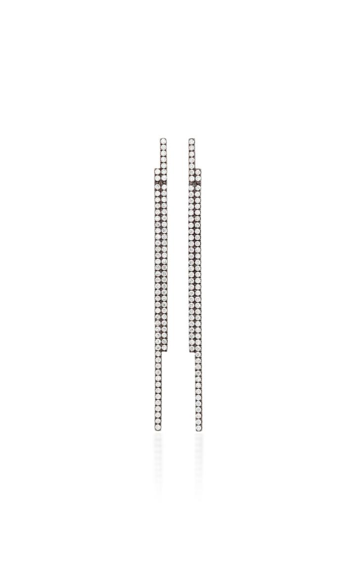 As29 2 Lines White Diamond Earrings