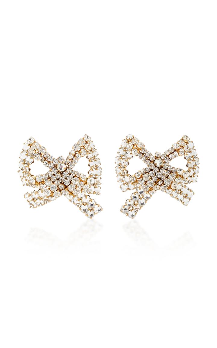 Rebecca De Ravenel Tie Me Up Crystal-embellished Clip Earrings