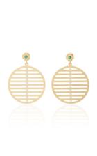Ark Nine Strings 18k Gold Diamond And Emerald Earrings