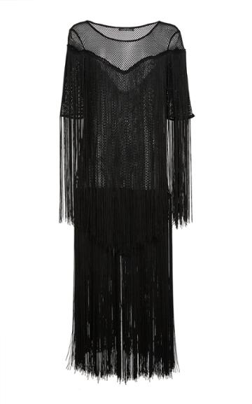 Frederick Anderson Netting Shirt Dress With Fringe