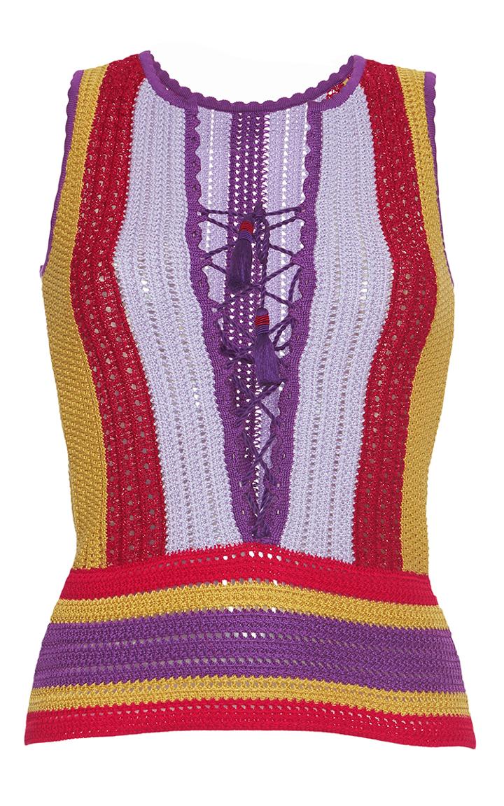 Roberto Cavalli Lace Up Knit Top