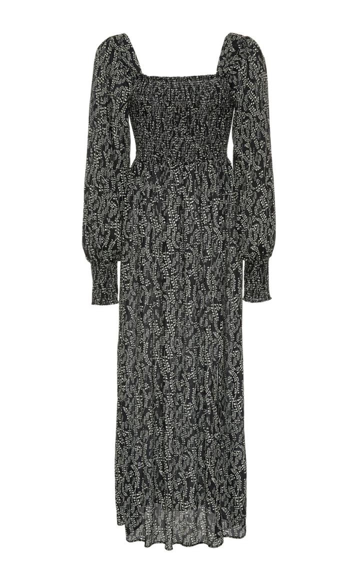Rixo Marie Smocked Floral-print Crepe Midi Dress Size: Xs