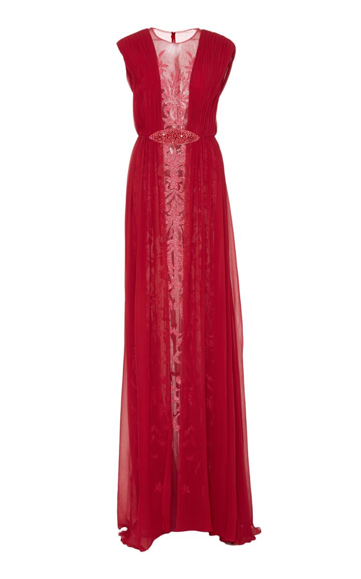 Georges Hobeika Bead Embroidered Sleeveless Gown