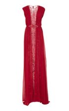 Georges Hobeika Bead Embroidered Sleeveless Gown