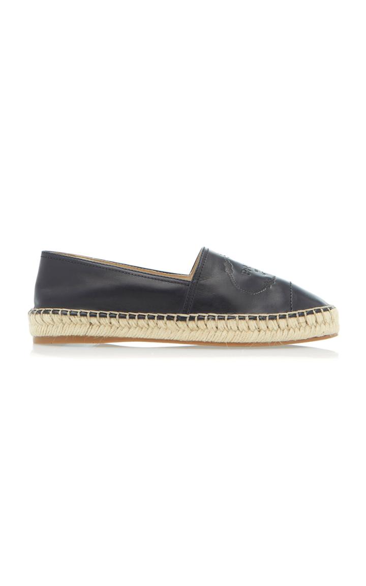 Prada Logo-embossed Leather Espadrilles