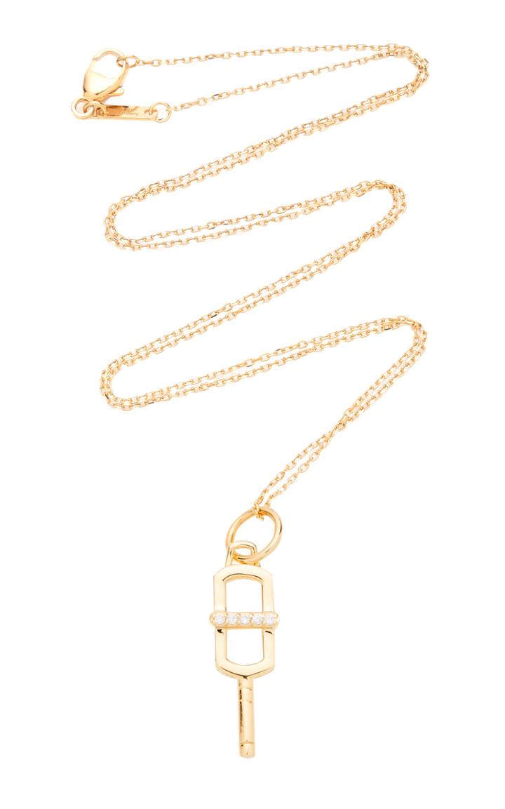 Monica Rich Kosann Rectangular Key 18k Gold And Diamond Necklace