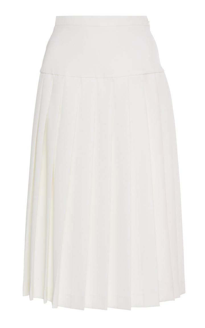 Alessandra Rich High-waisted Pleated Wool-crepe Skirt