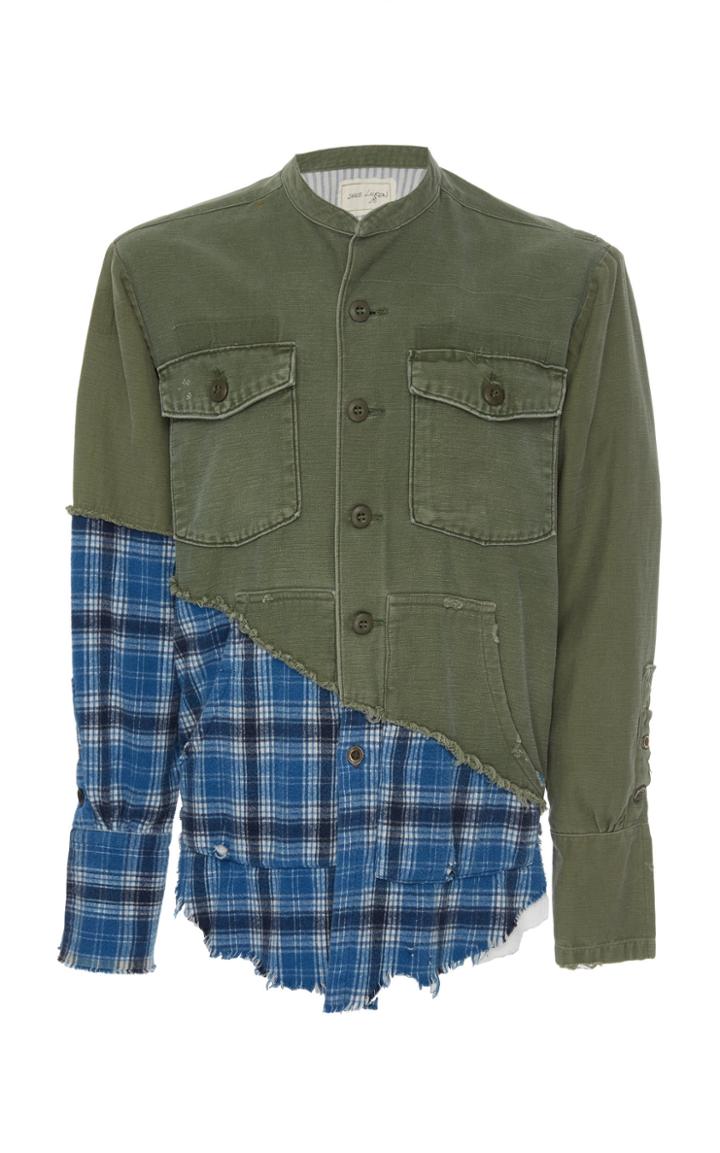 Greg Lauren Studio Twill And Plaid Cotton Shirt