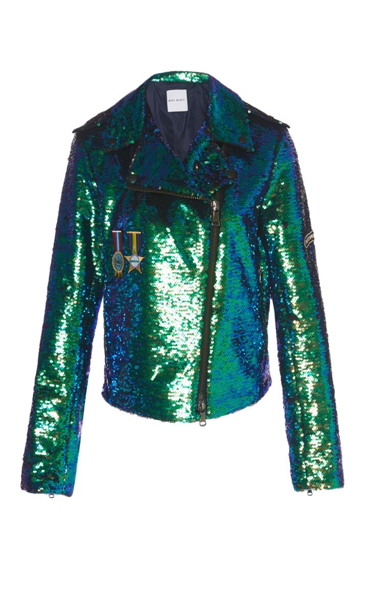 Mira Mikati Scout Patch Sequin Biker Jacket