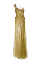 Marchesa Beaded One Shoulder Gown
