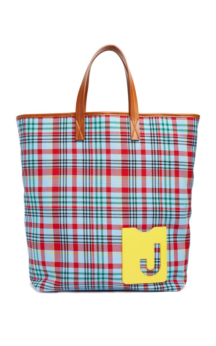 La Doublej Check Print Canvas Shopper Tote Bag