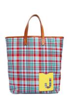 La Doublej Check Print Canvas Shopper Tote Bag
