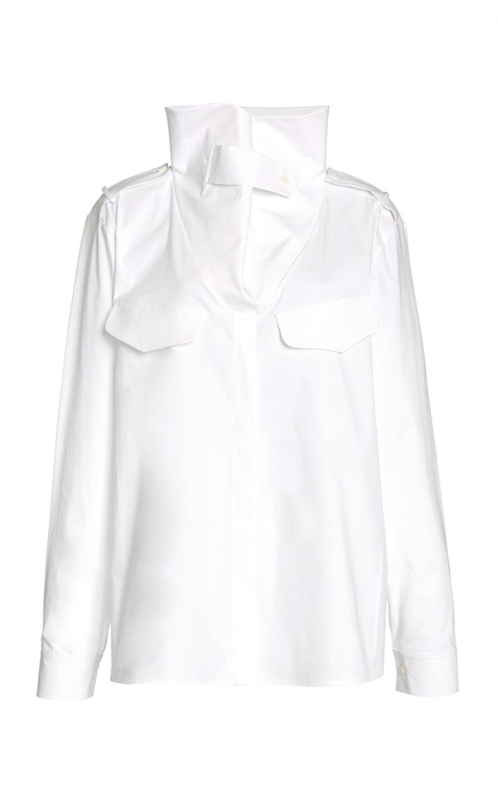Moda Operandi Piece Of White Emily High-neck Cotton-blend Poplin Shirt