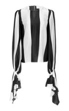 Christian Siriano Silk Wide Stripe Tie Sleeve Blouse