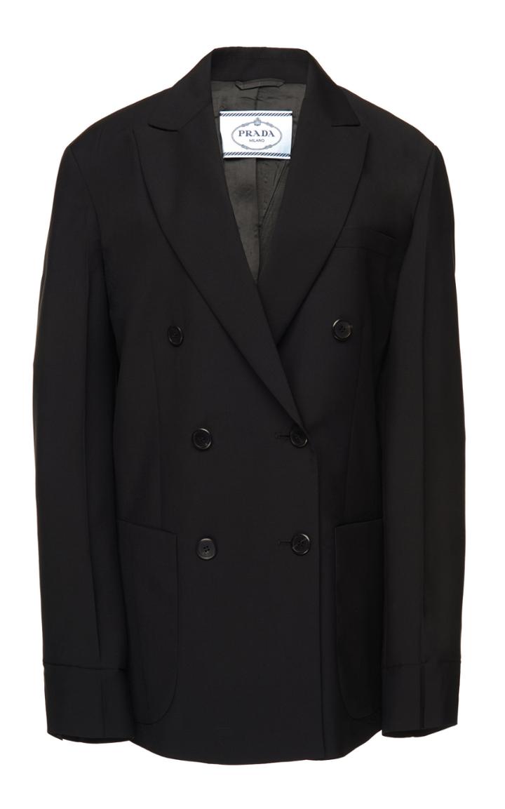 Prada Double-breasted Mohair-crepe Blazer